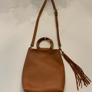 Tortoise Shell Top Handle Bag with Crossbody Strap